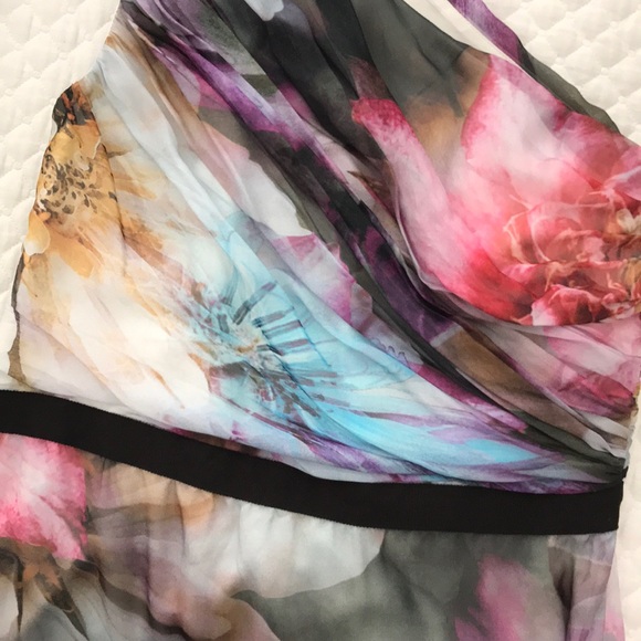 Silk Floral One shoulder sheath cocktail dress - Picture 2 of 5